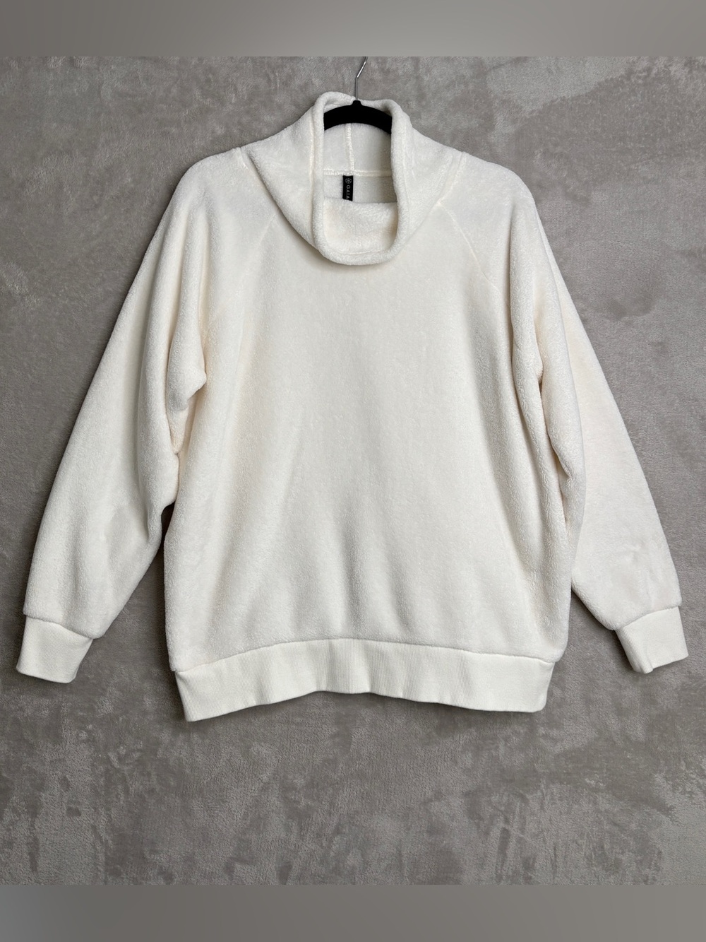 Gaiam Women’s Cozy Cream Mock Neck Sweatshirt ~ XL Yoga, Cozy, Fuzzy, Plush
